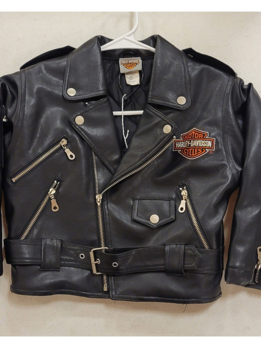 Harley-Davidson Black Leather Biker Jacket with Embroidered Shield